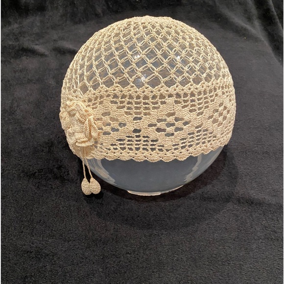crochet hand made Accessories - Vintage crochet Juliet cap 1930s pattern beige
